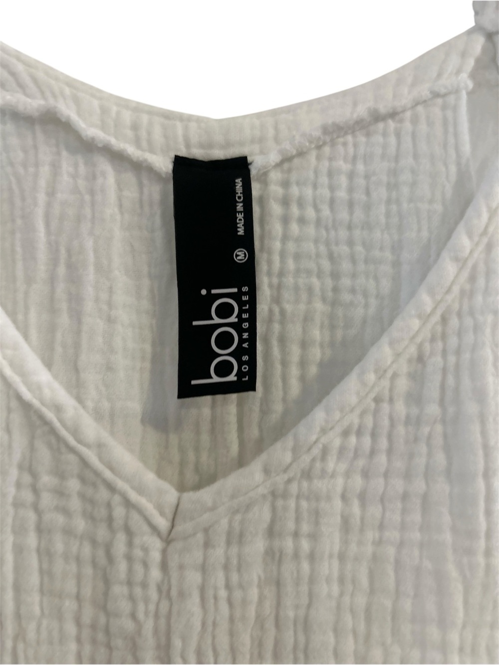 Boho White Gauze Midi Dress | BOBI Los Angeles | Flowy Summer Sundress - Picture 3 of 4